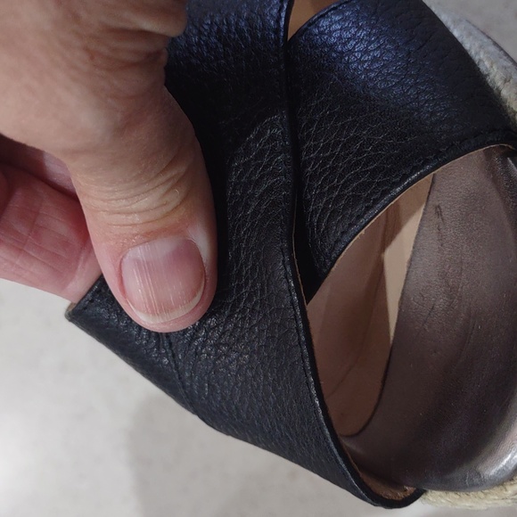 Cole Haan Black Leather Espadrille Wedge Sandals Size 9 Medium EUC - Picture 8 of 16